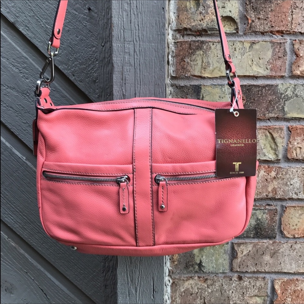 🌹👠 NWT ❋ Tignanello Coral / Pink Leather Bag🌹👠